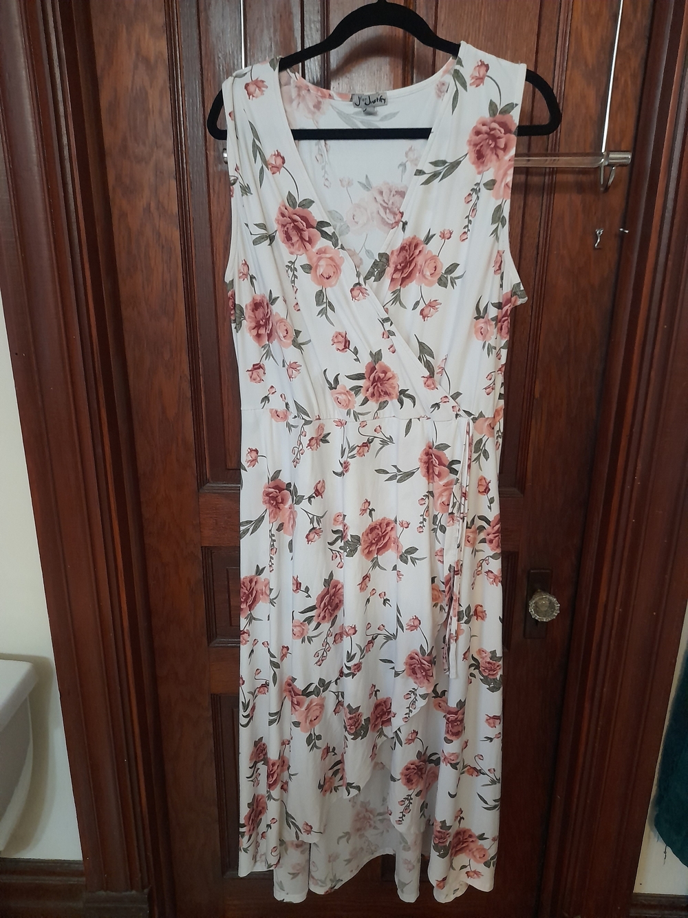 J for Justify White Maxi Dress with Pink Floral Print